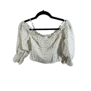 Women’s Long-Sleeve Smocked Bodice Floral Off-Shoulder Blouse w/Bell Cuffs